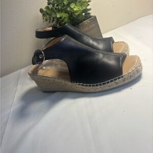 Journee Crew Collection Black Espadrille Wedges
